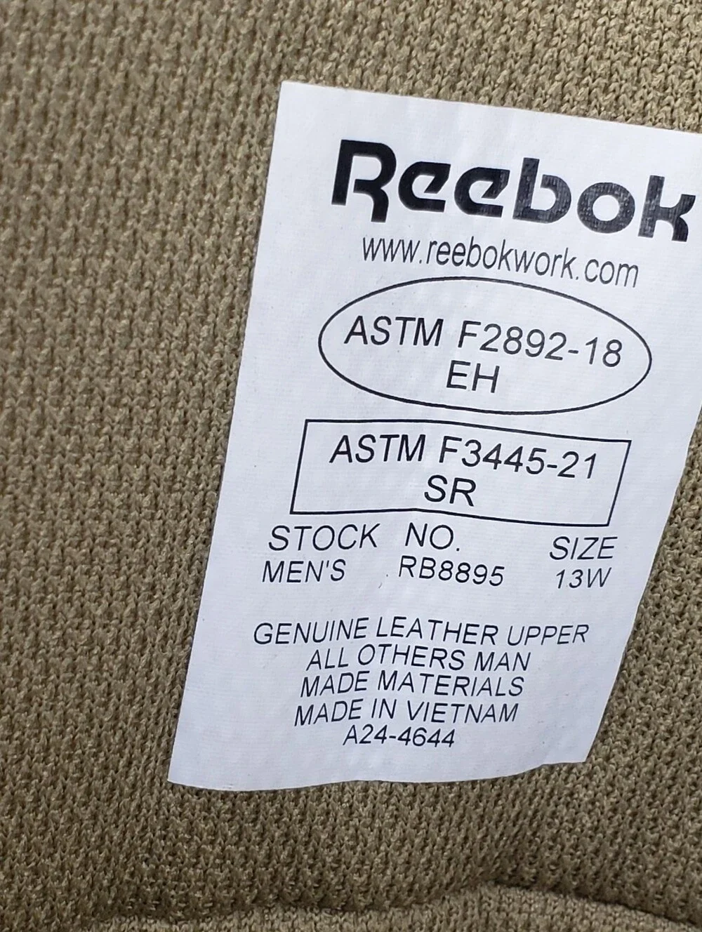 Reebok ONE RIGHT BOOT ONLY Men's Hi Tactical Boot Tan REPLACEMENT  Size 13 Wide